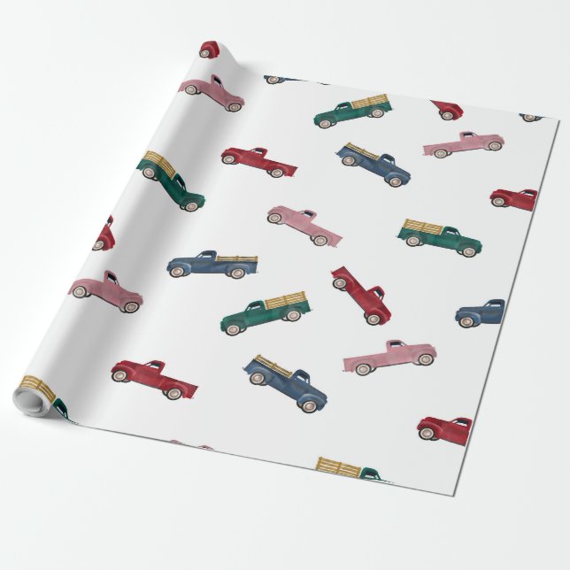 Pickup Trucks Cute Vehicles Car Transportation  Wrapping Paper (Unrolled)