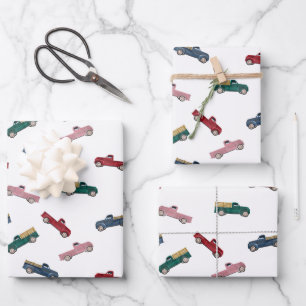 Pickup Trucks Cute Vehicles Car Transportation Wrapping Paper Sheet