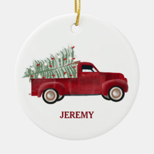 Pickup Trucks Cute Vehicles Christmas Tree Kids Ceramic Ornament
