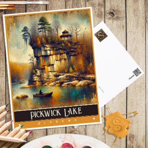 Pickwick Lake, Alabama Vintage Painting Postcard