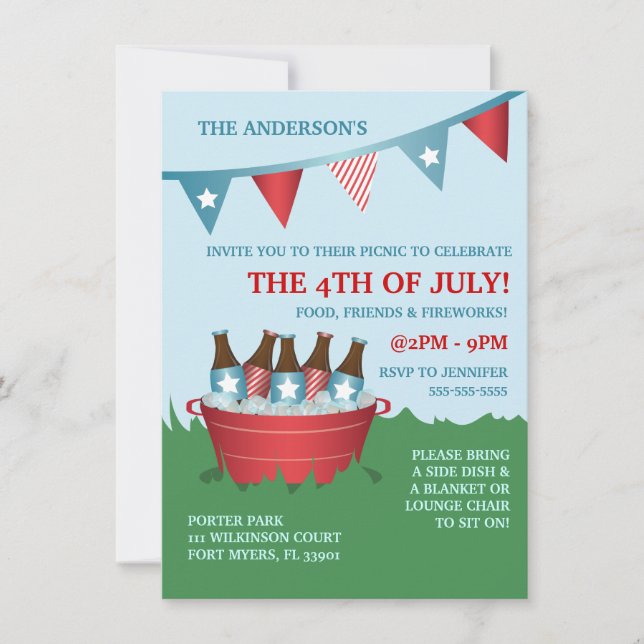 Picnic 4th of July Party Invitations (Front)
