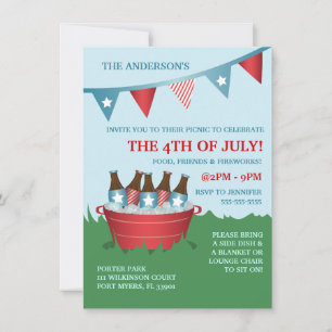Picnic 4th of July Party Invitations