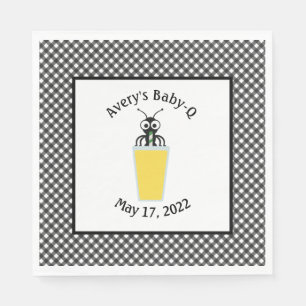 Picnic Ant Lemonade Black Gingham   Napkin