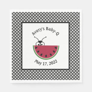 Picnic Ant Watermelon Black Gingham   Napkin