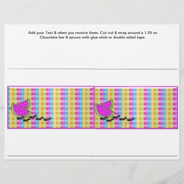 Picnic BarBQ Party BBQ Custom Candy Bar Wrappers (Front)