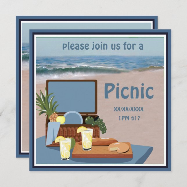 Picnic Basket  Beach Invitation (Front/Back)