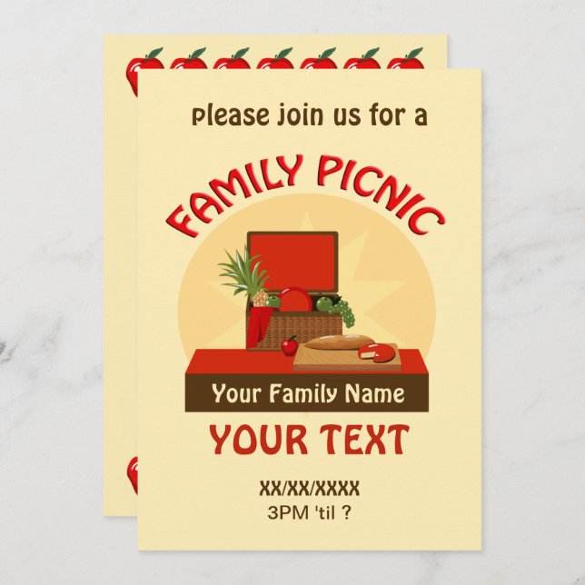 Picnic Basket Family Picnic Reunion Invite (Front/Back)