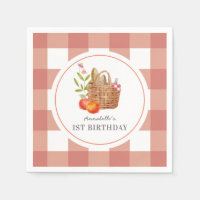 Picnic Basket Red GIngham Birthday Napkins