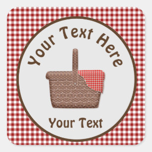 Picnic Basket Red Plaid Square Sticker