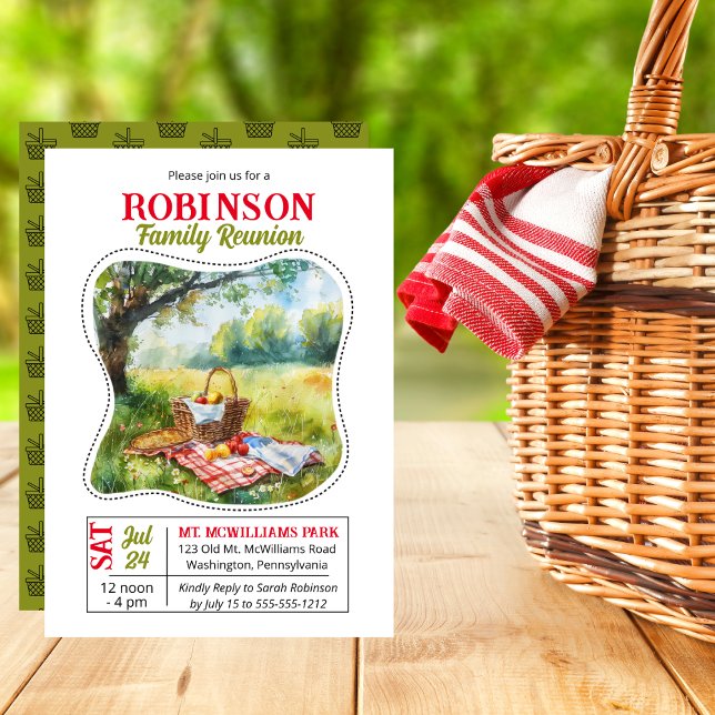 Picnic Basket Scene Family Reunion Celebration Invitation (Picnic Basket Scene Family Reunion Celebration Invitation)