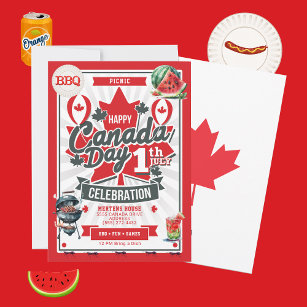 Picnic BBQ Happy Canada Day Celebration Invitation