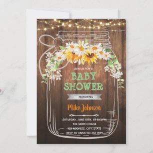Picnic bridal shower mason jar birthday invitation