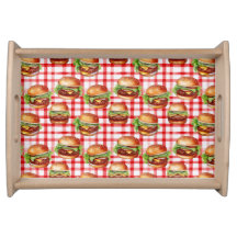 Picnic Burger Delight Retro Gingham & Cheeseburger