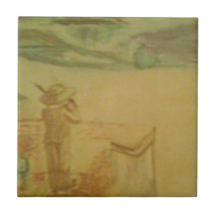 Picnic by the Seashore Beach Music Theme Ceramic Tile