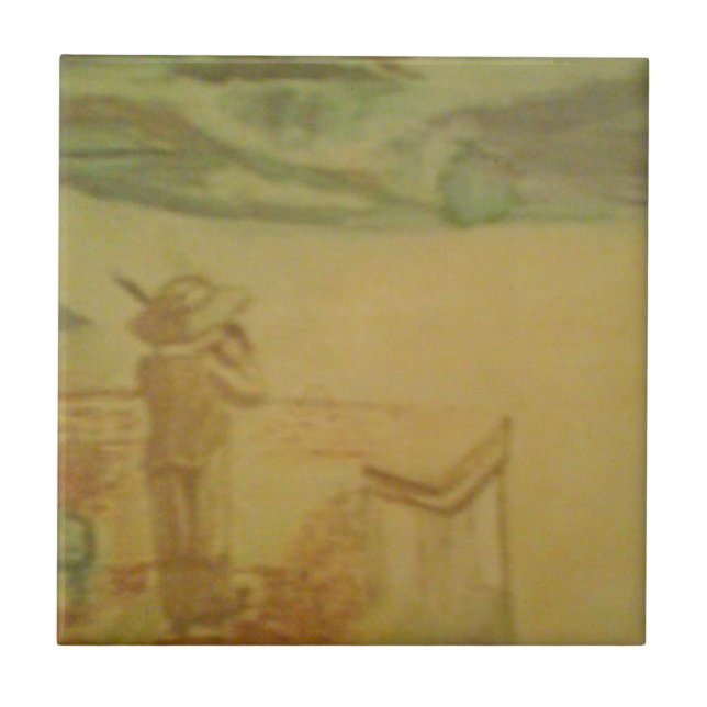 Picnic by the Seashore Beach Music Theme Ceramic Tile (Front)