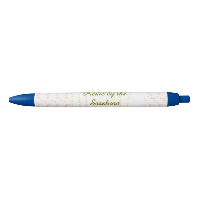 Picnic by the Seashore Heart Scroll Blue Ink Pen (Front)