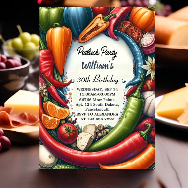 Picnic Chilli Cook Off Potluck Party 30th Birthday Invitation (Creator Uploaded)