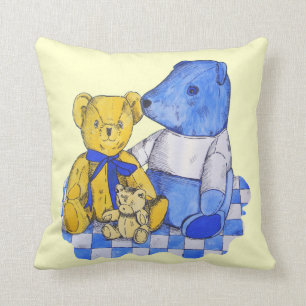 picnic cloth with cute teddy bear pattern lemon cushion