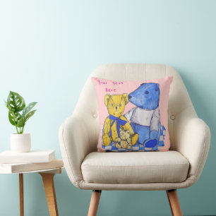picnic cloth with cute teddy bear pattern pink cushion