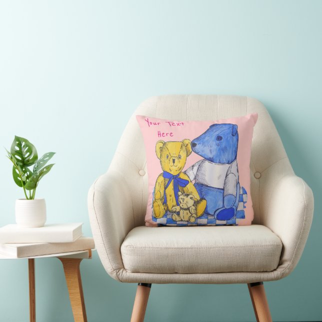 picnic cloth with cute teddy bear pattern pink cushion (Chair)