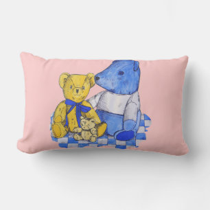 picnic cloth with cute teddy bear pattern pink lumbar cushion