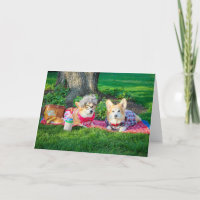 Picnic Corgis Anniversary greeting card