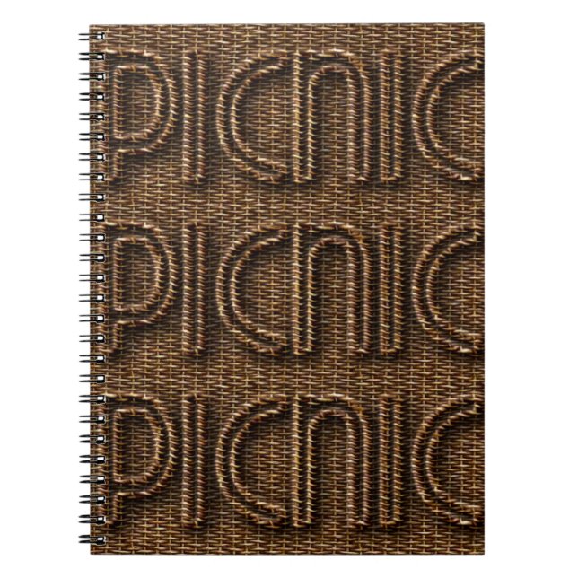 Picnic Funny Wicker Style Typography Brown Notebook (Front)