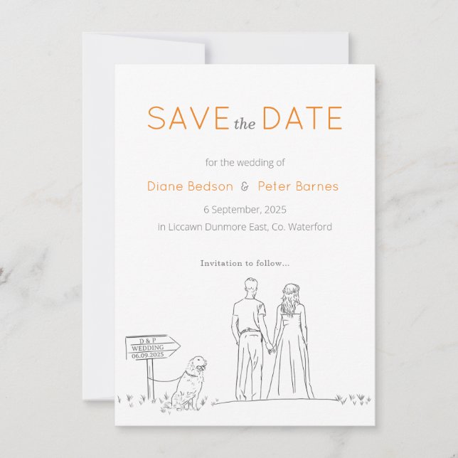 Picnic Garden Minimalist Black and White Wedding  Save The Date (Front)