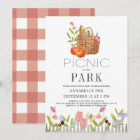 Picnic in the Park Basket Floral Baby Shower Invit