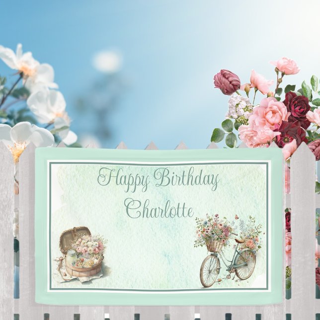 Picnic in the Park Floral Adult Birthday Party Banner (Creator Uploaded)