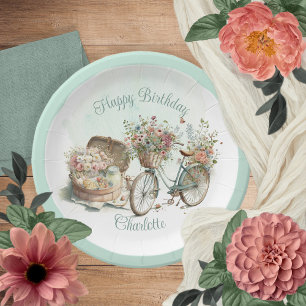 Picnic in the Park Floral Adult Birthday Party Paper Plate