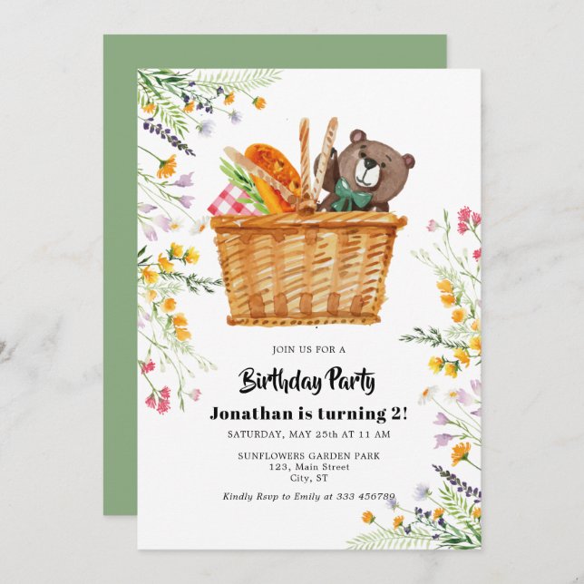 Picnic Kid Birthday Invitation (Front/Back)