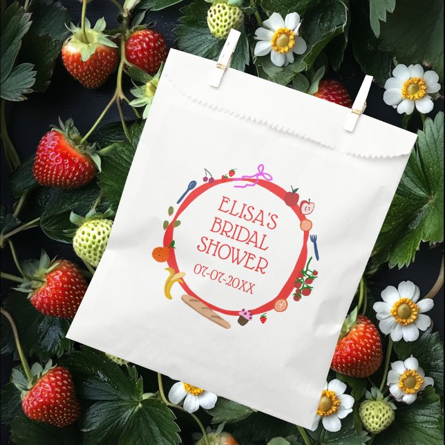 Picnic Modern Cute Hand Drawn CUSTOM Bridal Shower Favour Bag (Hand Drawn Food Picnic Modern Cute CUSTOM Bridal Shower Favor Bag
)