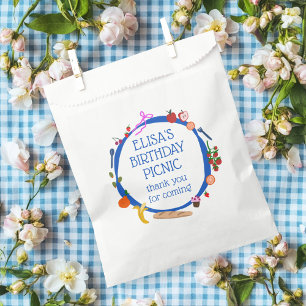 Picnic Modern Cute HandDrawn CUSTOM BIRTHDAY PARTY Favour Bag