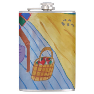 Picnic On The Beach Vinyl Wrapped Flask