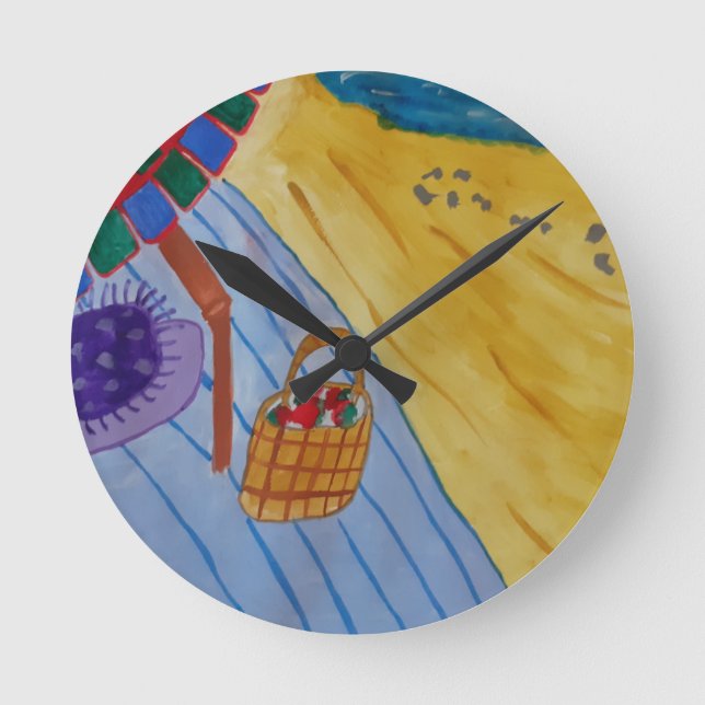 Picnic On The Beach Wall Clock (Front)