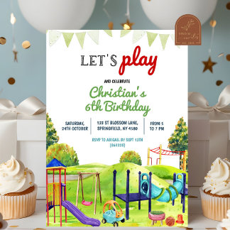 Picnic Outdoor Park Playground Kids Birthday Invitation