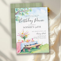 Picnic Party Summer Elegant Pastel 30th Birthday