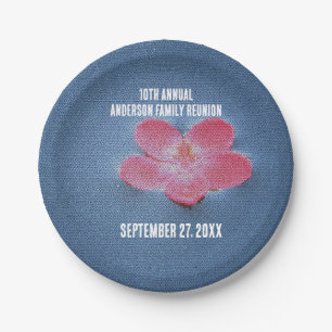 Picnic Pink Flower Annual Gathering Family Reunion Paper Plate