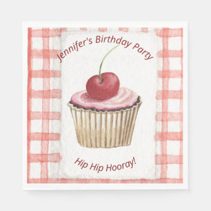 Picnic Plates - Kids Retro Cherry Cup Cake Napkin