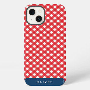 Picnic Red Gingham Personalise with Name iPhone Case
