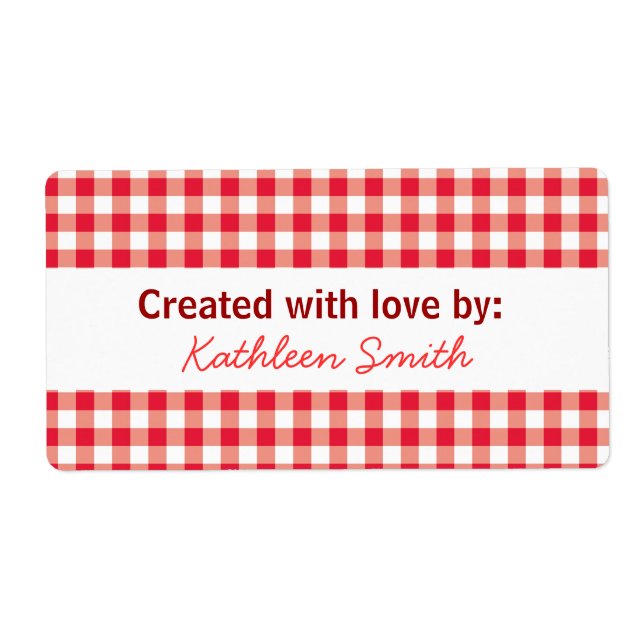 Picnic Red Gingham Recipe/Goodies Label (Front)