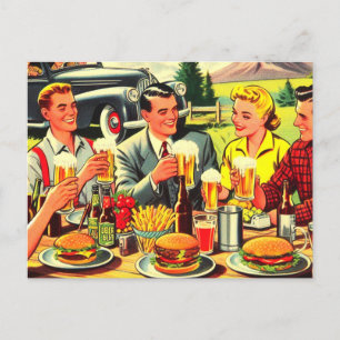 Picnic Retro Comics Holiday Postcard