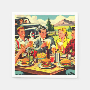 Picnic Retro Comics Napkin