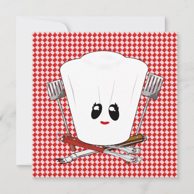 Picnic Table with Chef Hat & BBQ Tools Invitation (Front)
