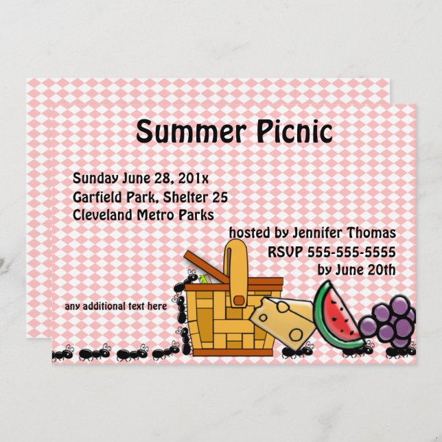 Picnic Thieves, Marching Ants Party Invitation (Front/Back)