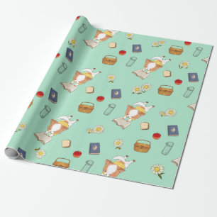 Picnic Time Mochi Reading a book outside Wrapping Paper