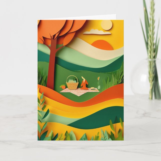 Picnic Under Autumn Tree Card (Front)