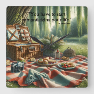 Picnic Under the Willow Square Wall Clock