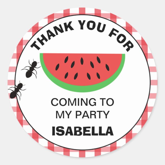 Picnic Watermelon Birthday Party Sticker (Front)
